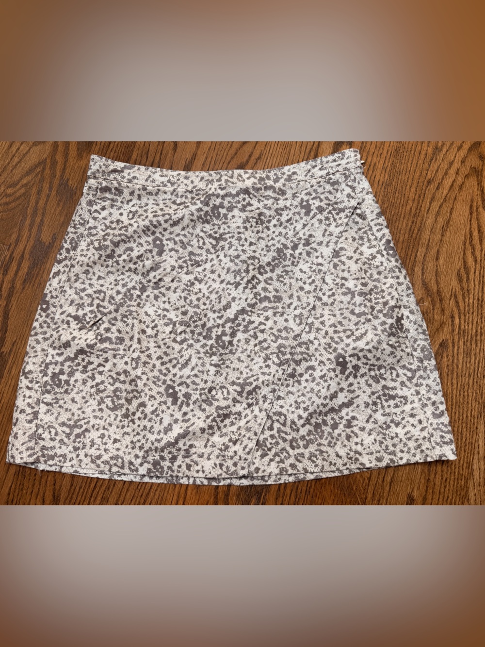 Free People Neutral Gray Animal-Print Mini Skirt